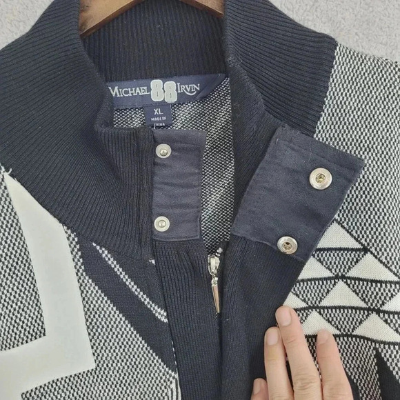 Michael Irvin XL Geometric Patterned Cardigan Jacket Acrylic Blend  5CT - Picture 7 of 8